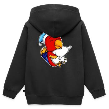 Perroquet avec oreiller et bonnet somnolent - Sweat Premium à capuche zippé enfant bio - noir - Dos - AI Model Kid Male (0cm)