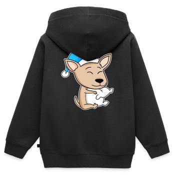 Chihuahua Schlafen Müdigkeit Hund Hunderasse - Kinder Premium Organic Zip Hoodie - Schwarz - Hinten - AI Model Kid Male (0cm)