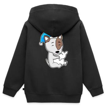 Bullterrier Schlafen Müdigkeit Hund Hunderasse - Kinder Premium Organic Zip Hoodie - Schwarz - Hinten - AI Model Kid Male (0cm)