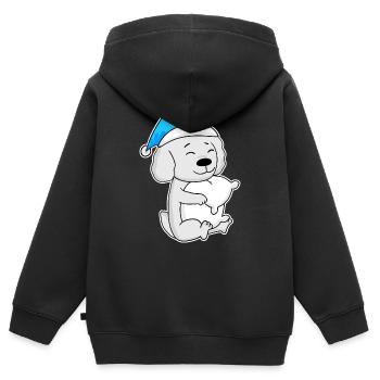Malteser Schlafen Müdigkeit Hund - Kinder Premium Organic Zip Hoodie - Schwarz - Hinten - AI Model Kid Male (0cm)