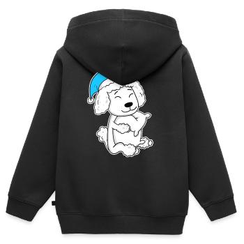 Pudel Schlafen Müdigkeit Hund - Kinder Premium Organic Zip Hoodie - Schwarz - Hinten - AI Model Kid Male (0cm)