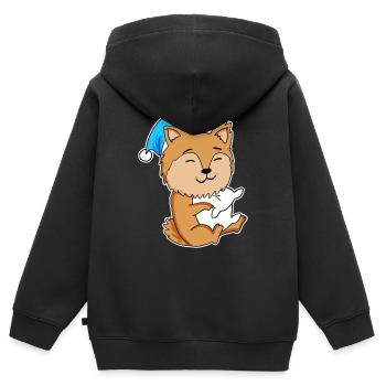 Zwergspitz Schlafen Müdigkeit Hund - Kinder Premium Organic Zip Hoodie - Schwarz - Hinten - AI Model Kid Male (0cm)