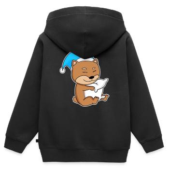 Shiba Inu Schlafen Müdigkeit Hund - Kinder Premium Organic Zip Hoodie - Schwarz - Hinten - AI Model Kid Male (0cm)