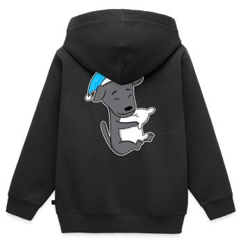 Italienisches Windspiel Schlafen Müdigkeit Hund - Kinder Premium Organic Zip Hoodie - Schwarz - Hinten - AI Model Kid Male (0cm)