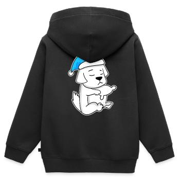Pyrenäenberghund Schlafen Müdigkeit Hund - Kinder Premium Organic Zip Hoodie - Schwarz - Hinten - AI Model Kid Male (0cm)