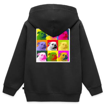 A bulldog - Sweat Premium à capuche zippé enfant bio - noir - Dos - AI Model Kid Male (0cm)