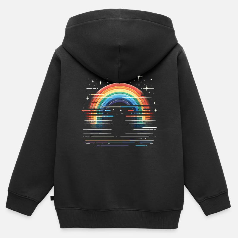Glitter stella arcobaleno - Felpa Premium con cappuccio con zip bambino bio - nero