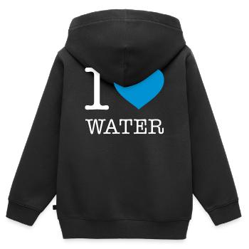 J’AIME L’EAU Wasser - Sweat Premium à capuche zippé enfant bio - noir - Dos - AI Model Kid Male (0cm)