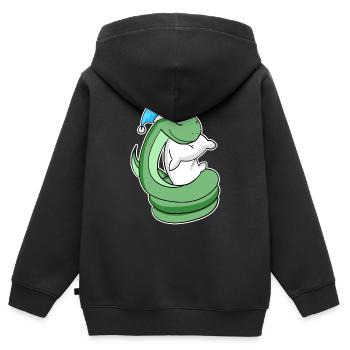 Serpent avec oreiller et bonnet somnolent - Sweat Premium à capuche zippé enfant bio - noir - Dos - AI Model Kid Male (0cm)