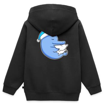 Delfin mit Kissen und Schlafmütze - Kinder Premium Organic Zip Hoodie - Schwarz - Hinten - AI Model Kid Male (0cm)
