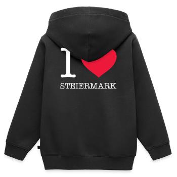 J’AIME LA STYRIE - Sweat Premium à capuche zippé enfant bio - noir - Dos - AI Model Kid Male (0cm)