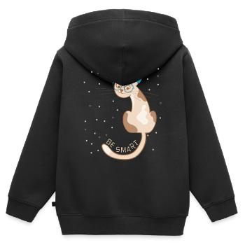 Cat, be smart - Kids Premium Organic Zip-up Hoodie - black - Back - AI Model Kid Male (0cm)