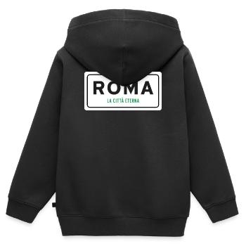Rom Ortsschild - Kinder Premium Organic Zip Hoodie - Schwarz - Hinten - AI Model Kid Male (0cm)