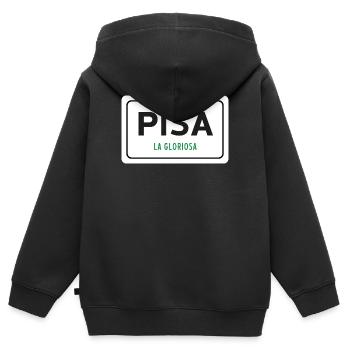 Ortsschild von Pisa - Kinder Premium Organic Zip Hoodie - Schwarz - Hinten - AI Model Kid Male (0cm)