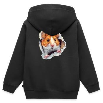 Hamster Hamster tête de hamster Hamster d’or Hamster nain - Sweat Premium à capuche zippé enfant bio - noir - Dos - AI Model Kid Male (0cm)