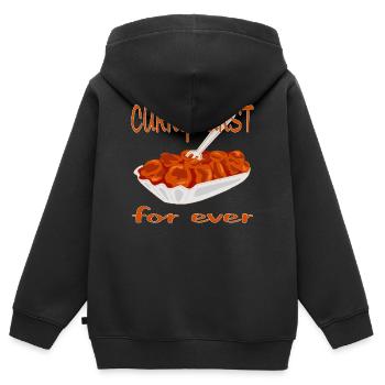 La currywurst est délicieuse - Sweat Premium à capuche zippé enfant bio - noir - Dos - AI Model Kid Male (0cm)