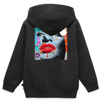 Collage coloré Pop Art - Sweat Premium à capuche zippé enfant bio - noir - Dos - AI Model Kid Male (0cm)