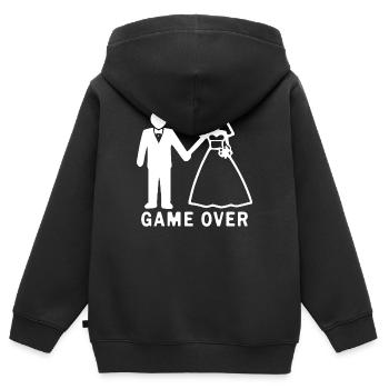 Jeu de mariée et le marié sur le mariage des jeunes mariés - Sweat Premium à capuche zippé enfant bio - noir - Dos - AI Model Kid Male (0cm)