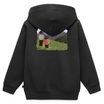Biesler mit Aussicht - Kinder Premium Organic Zip Hoodie - Schwarz - Hinten - AI Model Kid Male (0cm)