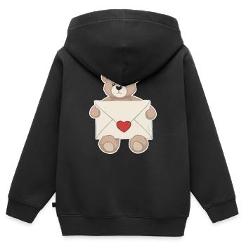 Teddybär mit Liebesbrief Herz Liebe - Kinder Premium Organic Zip Hoodie - Schwarz - Hinten - AI Model Kid Male (0cm)