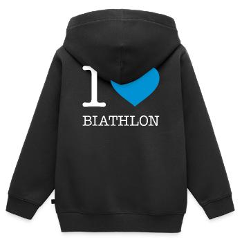 J’ADORE LE BIATHLON - Sweat Premium à capuche zippé enfant bio - noir - Dos - AI Model Kid Male (0cm)