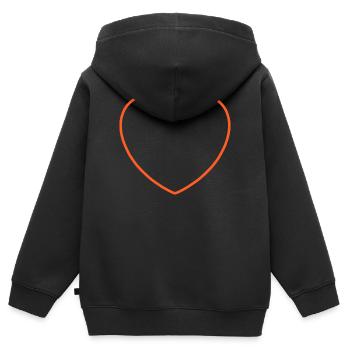 Orange auf schwarzem Herz - Kinder Premium Organic Zip Hoodie - Schwarz - Hinten - AI Model Kid Male (0cm)