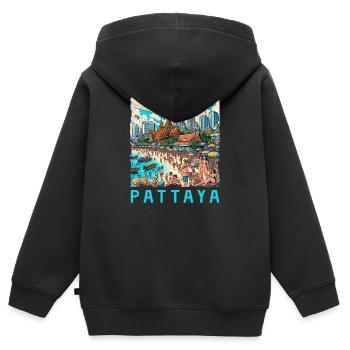 Pattaya Thailand Strand Design - Kinder Premium Organic Zip Hoodie - Schwarz - Hinten - AI Model Kid Male (0cm)