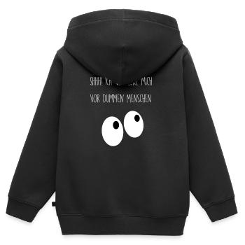 Ich verstecke mich vor dummen Menschen - Kinder Premium Organic Zip Hoodie - Schwarz - Hinten - AI Model Kid Male (0cm)