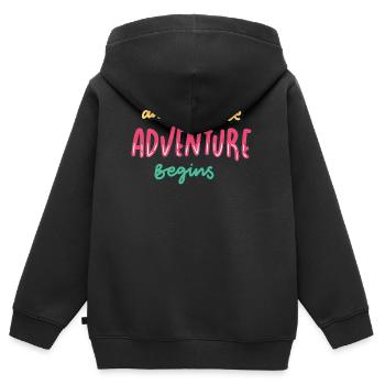 Das Abenteuer kann beginnen - Kinder Premium Organic Zip Hoodie - Schwarz - Hinten - AI Model Kid Male (0cm)