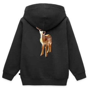 Chevreuil fauve Costume Chevreuil Cerf mignon Cerf faon - Sweat Premium à capuche zippé enfant bio - noir - Dos - AI Model Kid Male (0cm)