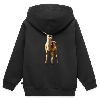 Chevreuil fauve Costume Chevreuil Cerf mignon Cerf faon - Sweat Premium à capuche zippé enfant bio - noir - Dos - AI Model Kid Male (0cm)