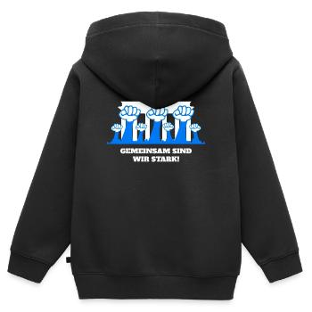 Gemeinsam sind wir Stark - Kinder Premium Organic Zip Hoodie - Schwarz - Hinten - AI Model Kid Male (0cm)