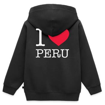 J’AIME LE PÉROU - Sweat Premium à capuche zippé enfant bio - noir - Dos - AI Model Kid Male (0cm)