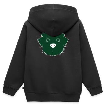 Chiot vert - Sweat Premium à capuche zippé enfant bio - noir - Dos - AI Model Kid Male (0cm)