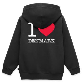 J’AIME LE DANEMARK Dänemark - Sweat Premium à capuche zippé enfant bio - noir - Dos - AI Model Kid Male (0cm)