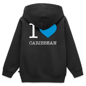 J’AIME LES CARAÏBES Karibik - Sweat Premium à capuche zippé enfant bio - noir - Dos - AI Model Kid Male (0cm)