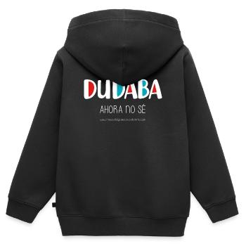 J’avais l’habitude de douter (sombre) - Sweat Premium à capuche zippé enfant bio - noir - Dos - AI Model Kid Male (0cm)
