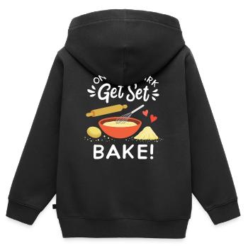 Backen Bäcker Hobbybäcker - Kinder Premium Organic Zip Hoodie - Schwarz - Hinten - AI Model Kid Male (0cm)