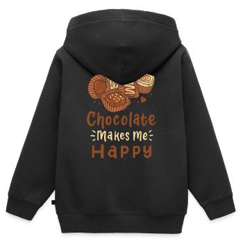 Schokolade Pralinen - Kinder Premium Organic Zip Hoodie - Schwarz - Hinten - AI Model Kid Male (0cm)