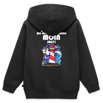 Nordsee Spruch - Kinder Premium Organic Zip Hoodie - Schwarz - Hinten - AI Model Kid Male (0cm)