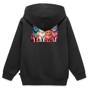 Katzen Gang - Kinder Premium Organic Zip Hoodie - Schwarz - Hinten - AI Model Kid Male (0cm)