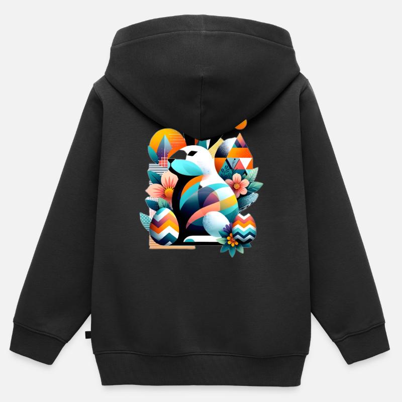 Graphismes de Pâques modernes - Sweat Premium à capuche zippé enfant bio - noir
