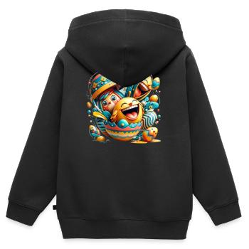 Conception graphique de Pâques dans le style Mixed Dimensions - Sweat Premium à capuche zippé enfant bio - noir - Dos - AI Model Kid Male (0cm)