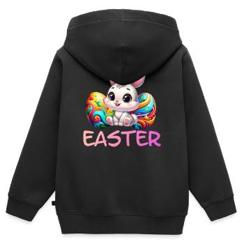 Osterhase mit Ostereiern - Kinder Premium Organic Zip Hoodie - Schwarz - Hinten - AI Model Kid Male (0cm)