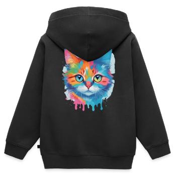 Chat mignon - Sweat Premium à capuche zippé enfant bio - noir - Dos - AI Model Kid Male (0cm)