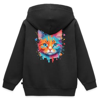 Chat mignon - Sweat Premium à capuche zippé enfant bio - noir - Dos - AI Model Kid Male (0cm)