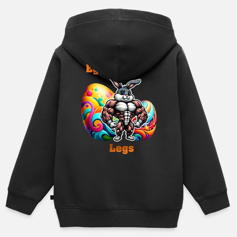 Oeufs pour les cuisses - Sweat Premium à capuche zippé enfant bio - noir