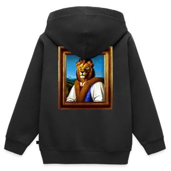 Löwenporträt – Königlicher Stil der Renaissance - Kinder Premium Organic Zip Hoodie - Schwarz - Hinten - AI Model Kid Male (0cm)