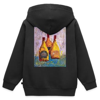 Abstrakte Weinetiketten Round Hill - Kinder Premium Organic Zip Hoodie - Schwarz - Hinten - AI Model Kid Male (0cm)