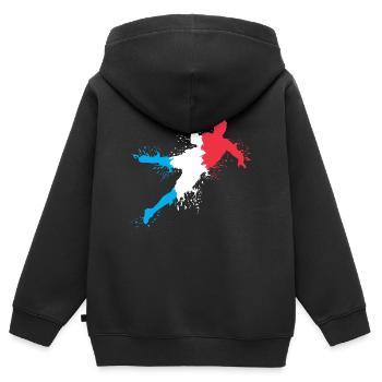 Handball Team Frankreich Handballer Explosion EM - Kinder Premium Organic Zip Hoodie - Schwarz - Hinten - AI Model Kid Male (0cm)